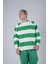 Yeşil Çizgi Baskılı Oversize Kapşonlu Sweatshirt 3