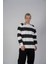 Siyah Çizgi Baskılı Oversize Kapşonlu Sweatshirt 3