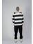 Siyah Çizgi Baskılı Oversize Kapşonlu Sweatshirt 4