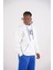 Beyaz Mavisi Oversize Kapşonlu Sweatshirt 1