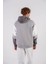 Gri Nakışlı Oversize Kapşonlu Sweatshirt 3