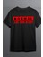 Bizde Her Şey Normal Baskılı Pamuklu Likralı T-Shirt (Kırmızı Yazılı Siyah 1