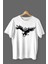 Kartal Baskılı Pamuklu Likralı T-Shirt (Siyah Desenli Beyaz 1