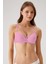 2'li Ekonomik Paket 6511 Oyster Pink Antrasit Balenli Push Up Destekli Micro Sütyen (Slip Hediyeli) 2