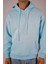 Unisex Indigo Basic Oversize Kapşonlu Sweatshirt 3