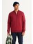 Erkek Bordo Standart Fit Normal Kesim Içi Polarlı 3 Iplik Kolej Yaka Pamuklu Sweatshirt Ceket 4