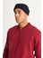 Erkek Bordo Standart Fit Normal Kesim Içi Polarlı 3 Iplik Kolej Yaka Pamuklu Sweatshirt Ceket 5