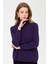 Kadın Tam Balıkçı Yaka Klasik Yün Kazak K.Mor 1