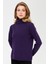 Kadın Tam Balıkçı Yaka Klasik Yün Kazak K.Mor 4