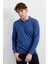 Erkek Basic Polo Yaka Ince Triko Kazak Indigo 2