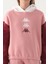 Pembe Garnili Kol Detaylı Kapüşonlu Kız Çocuk Sweatshirt 3