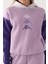 Lila Garnili Kol Detaylı Kapüşonlu Kız Çocuk Sweatshirt 3