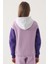 Lila Garnili Kol Detaylı Kapüşonlu Kız Çocuk Sweatshirt 4
