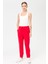 Kadın Paça Arkası Lastikli Cepli Eşofman Pantolon Kırmızı 2