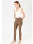 Kadın Nervürlü Tayt Pantolon Camel 3