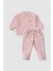 Fitilli Kadife Bebek Eşofman Takımı Pembe 1