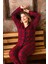 Büyük Beden Kışlık Düğmeli Ekose Desen Yılbaşı Temalı Kadın Süet Pijama Takımı 1