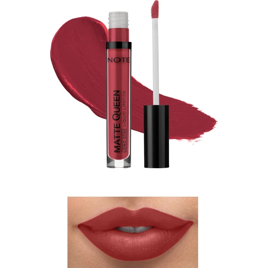 Note Matte Queen Lipstick Kalıcı Likit Ruj 13 Red Elegance - Kırmızı