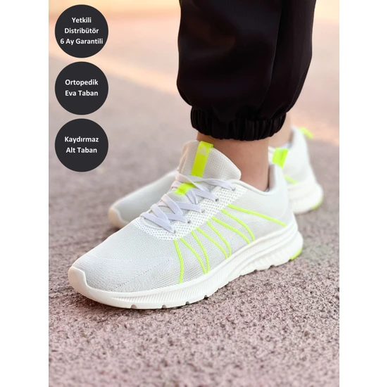 Peak Running Kadın Beyaz Kaymaz Taban Ortopedik Nefes Alabilen Garantili Rahat Hafif Günlük Sneaker Yürüyüş Koşu Spor Ayakkabısı EW02888H