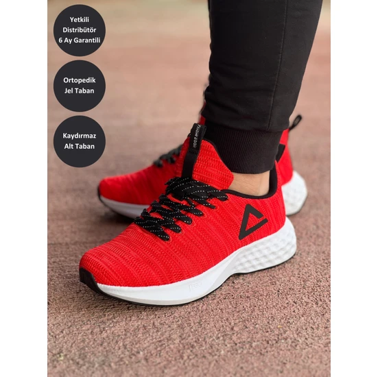 Peak Taichi Eggıı Unisex Kırmızı Beyaz Kaymaz Taban Ortopedik Nefes Alabilen Garantili Rahat Hafif Günlük Sneaker Yürüyüş Koşu Spor Ayakkabısı EW0217H