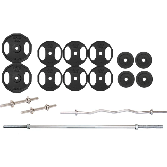 ACD Spor 75 kg Döküm Ağırlık Vidalı Dambıl Halter Bar ve Z Barlı Set