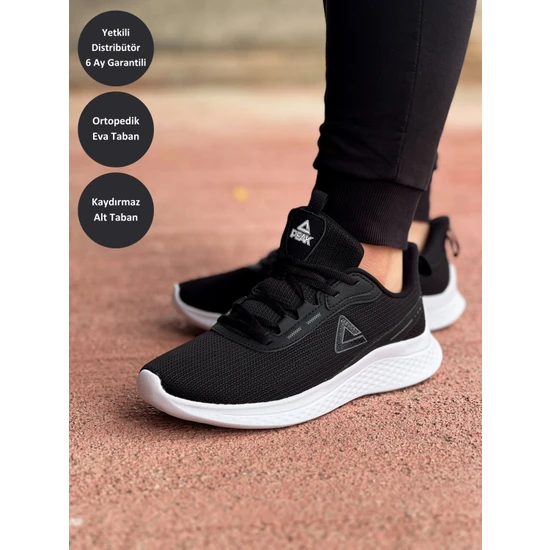 Peak Light Unisex Siyah Kaymaz Taban Ortopedik Nefes Alabilen Garantili Rahat Hafif Günlük Sneaker Yürüyüş Koşu Spor Ayakkabısı E221097H