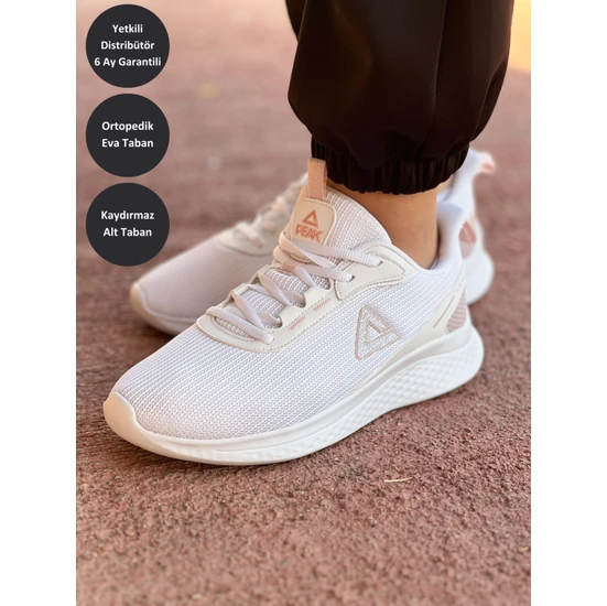 Peak Light Kadın Beyaz Kaymaz Taban Ortopedik Nefes Alabilen Garantili Rahat Hafif Günlük Sneaker Yürüyüş Koşu Spor Ayakkabısı E221097H