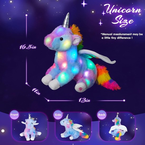 Runjing 16.5 "unicorn Light Up Unicorn Doldurulmuş Hayvan Fiyatı