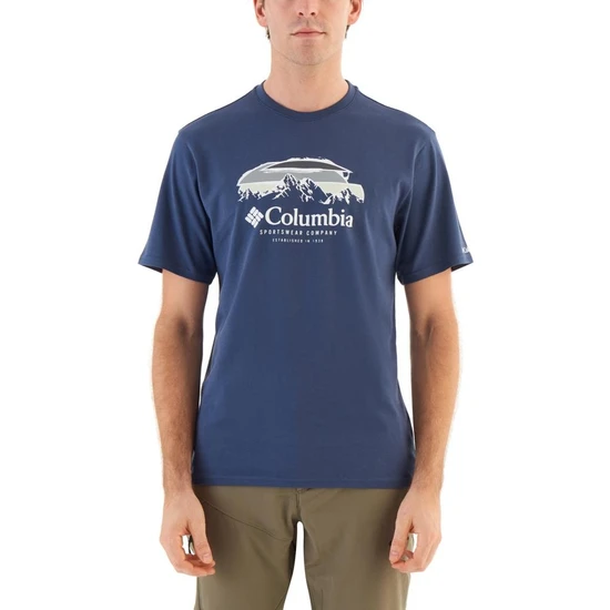 Columbia Csc Hikers Haven Erkek Kisa Kollu T-Shirt Mavi CS0336-480