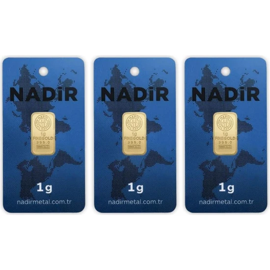 Nadir Gold 3 Adet 1 gr 24 Ayar Nadirgold Gram Altın (Dikdörtgen)