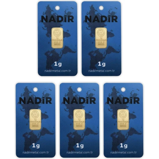 Nadir Gold 5 Adet 1 gr 24 Ayar Nadirgold Gram Altın (Dikdörtgen)