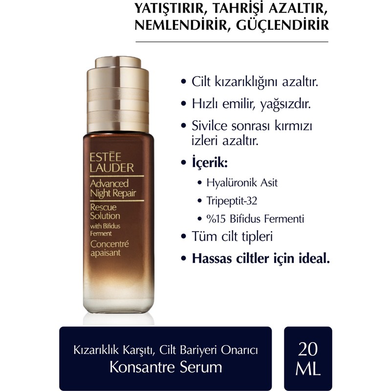 Estee Lauder Konsantre Serum - Advanced Night Repair Rescue Solution - 20ml, ve Tahriş Karşıtı Formül