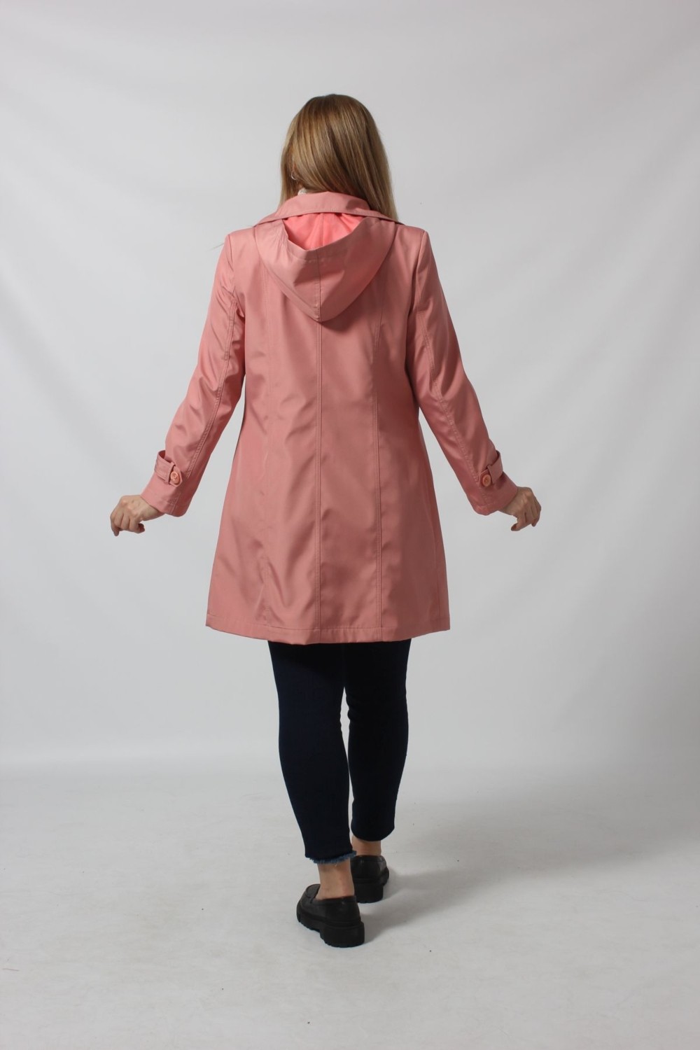 Moda Berray 1671 Kolu Düğme Detaylı Uzun Kapişonlu Ceket görsel 5