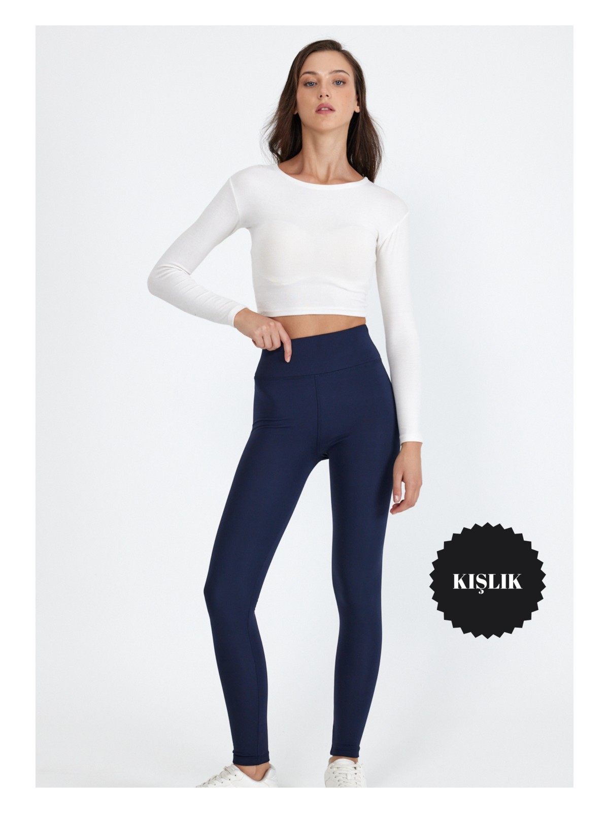 Banega Kadın Şardonlu Toparlayıcı Yüksek Bel Polarlı Siyah Tayt - Görsel 4