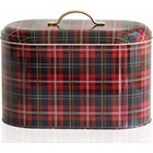 Plaid(Ekose) Desenli Oval Metal Ekmek Kutusu, 10.4 lt