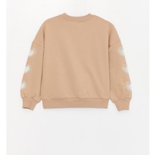 Kız Çocuk Kolu Kalpli Beli Lastikli SweatShirt