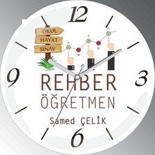 Art Hediye Kişiye Özel Rehber Öğretmen Çap 30CM  Bombeli Gerçek Cam Duvar Saati