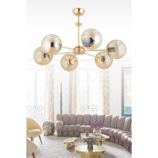 Istanbul Avize Nisa 6'lı Gold Sarı Glop Camlı Avize