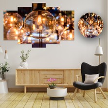 5 Parçalı Dekoratif Ahşap Duvar Tablosu ve Saati 60X124 cm