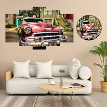 A2ZTR 5 Parçalı Dekoratif Ahşap Duvar Tablosu ve Saati 60X124 cm