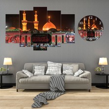 A2ZTR 5 Parçalı Dekoratif Ahşap Duvar Tablosu ve Saati 60X124 cm