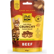 Delibon Crunchy Içi Dolgulu Kedi Ödül Bisküvisi Sığır Etli 60 gr