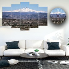 A2ZTR 5 Parçalı Dekoratif Ahşap Duvar Tablosu ve Saati 60X124 cm