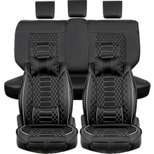 Şahinler Renault Latitude Uyumlu Lüx Deri Oto Koltuk Kılıfı Ön Arka Set Galaksi Serisi Siyah Beyaz