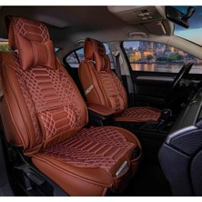Nissan Navara Uyumlu Lüx Deri Oto Koltuk Kılıfı Ön Arka Set Evren Serisi Tarçın