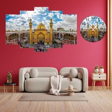 A2ZTR 5 Parçalı Dekoratif Ahşap Duvar Tablosu ve Saati 60X124 cm