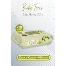 Baby Turco Bebek Islak Havlu Olive Oil 90' Lı x 10 Adet (900 Yaprak)