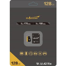 Exascend 128GB 175MB/S A2 V30 Micro SD Hafıza Kartı