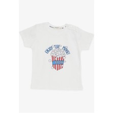 Breeze Popcorn Baskılı Tişört - Beyaz