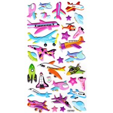 Limmy Sticker Kabartmalı Stiker Defter, Planlayıcı Etiket (LBU-004) - 17X9 cm - Uçak Roket Helikopter